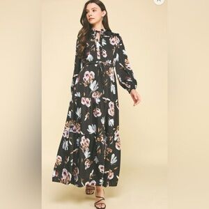 PINCH Floral Black Maxi Dress